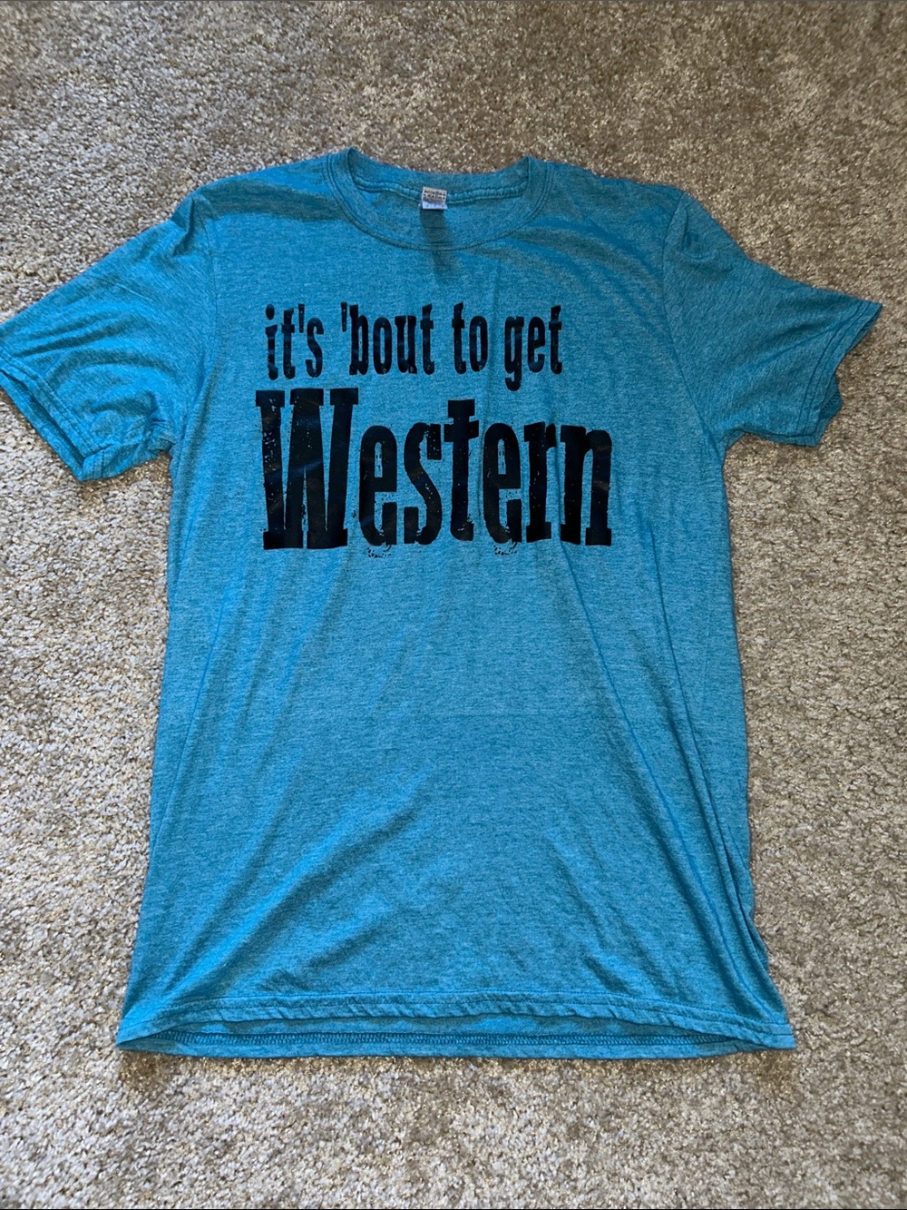 Gildan Teal Women's Graphic Tee - 'Western' Print